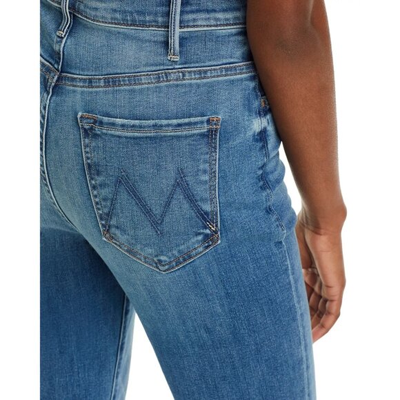 248$ MOTHER The Hustler High Rise Frayed Flare Leg Ankle Jeans Size 28 Blue - Picture 5 of 5